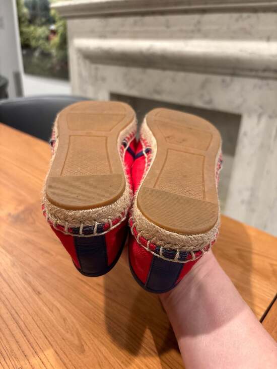 Tory Burch Ines Canvas Espadrille Flats in Red and Navy EUC - Picture 8 of 11
